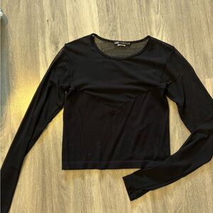 Zara Black Mesh Long Sleeve Top